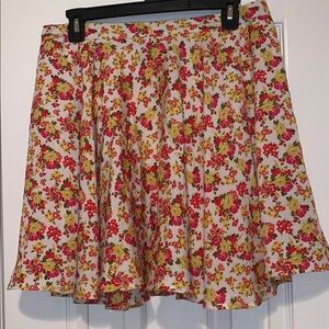 Forever 21 Floral A-Line Skirt - Red and Yellow